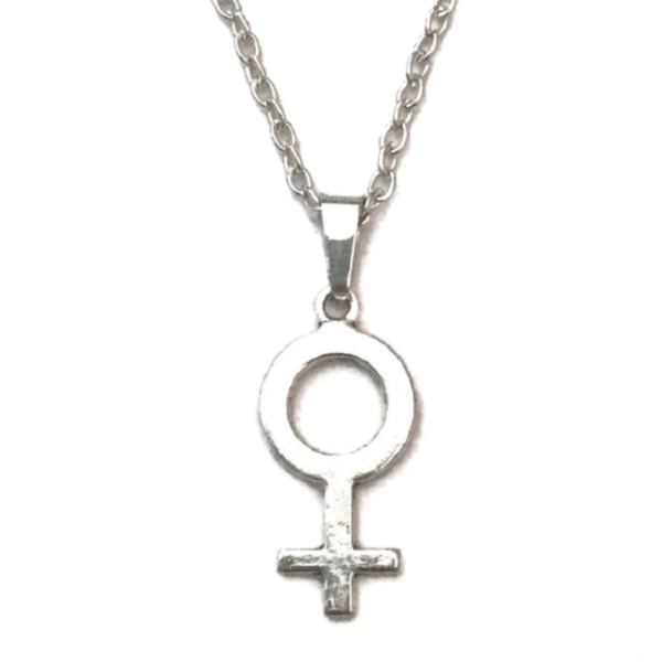 Halskæde - Kvindesymbol - Venus - Lang kæde Silver