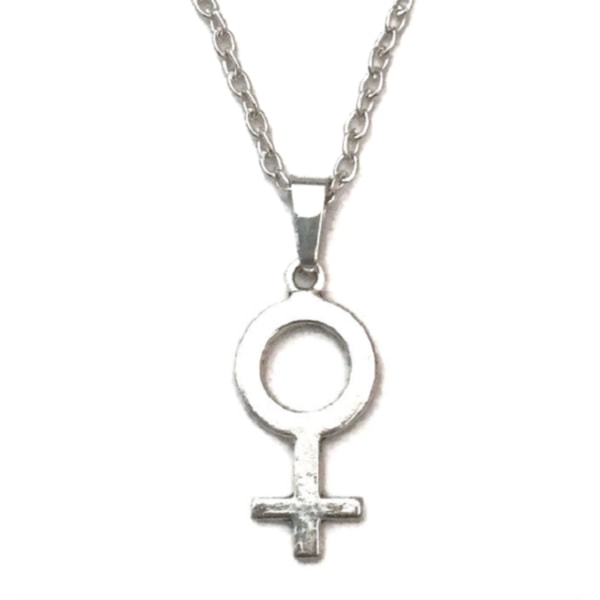 Necklace - Female Symbol - Venus - Long Chain Silver