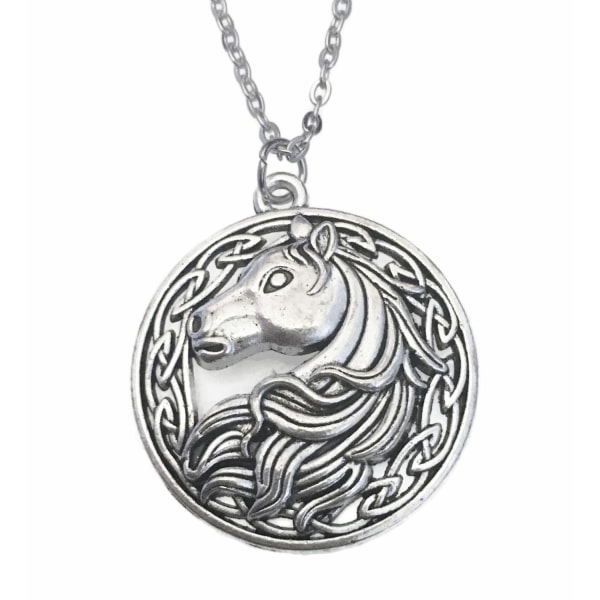 Halsband Häst Horse Keltisk Symbol Celtic Mytologi Rostfri kedja Silver