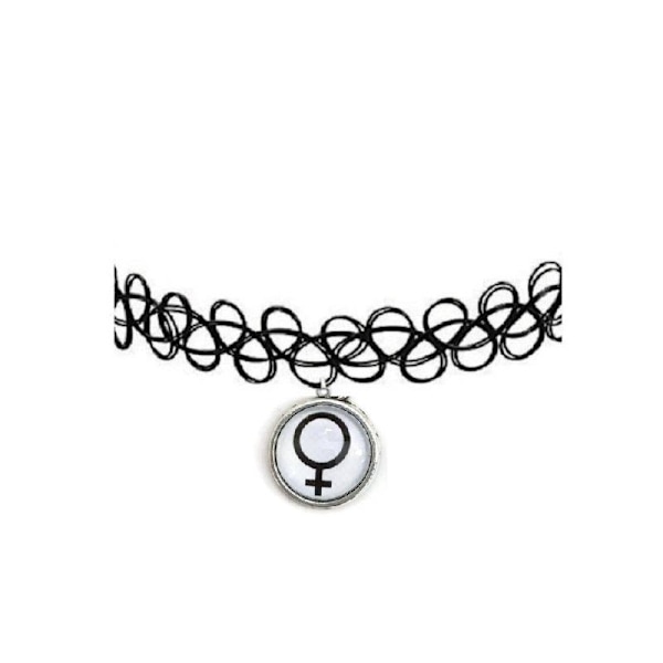 Choker - Female Symbol - White - Tattoo Yellow