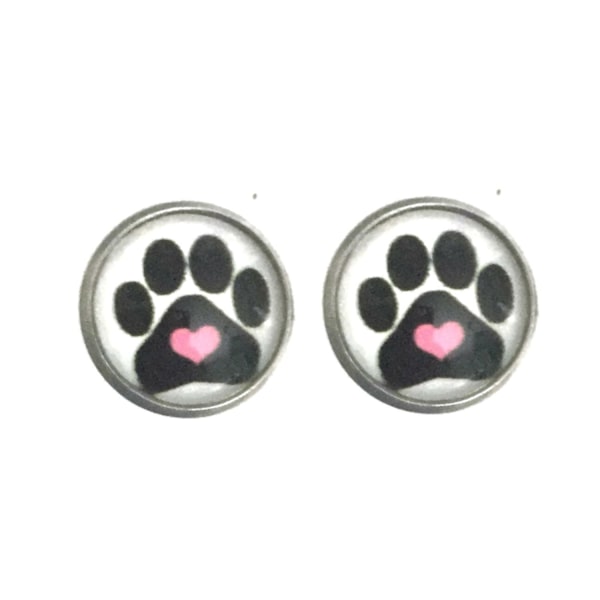 Earrings - Paw - Heart - White Multicolor