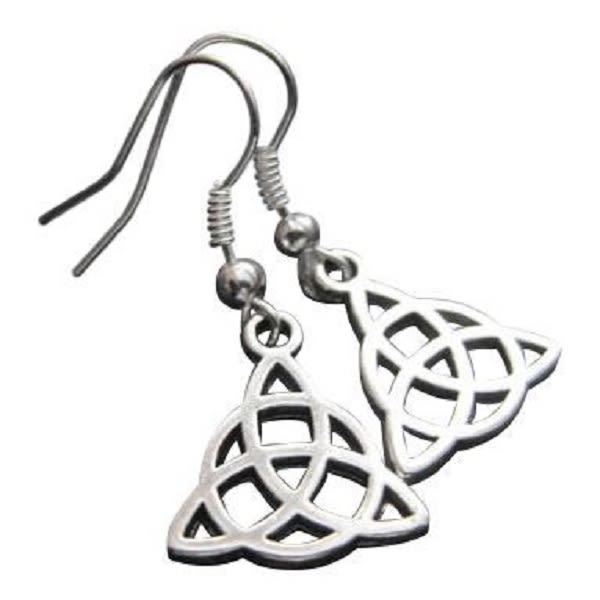 Øreringe Triquetra Celtic trekant Symbol Celtic Rustfri krog Silver