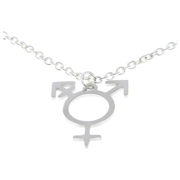 Necklace - Transgender Symbol - Pride - Stainless Steel Silver