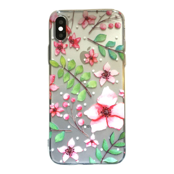 iPhone X / XS  Blommor Blad ROSA/GRÖN Växter multifärg