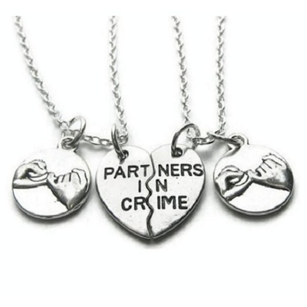 Halsband Partners In Crime Pinky Kompis/Partner Friends 2 st Silver