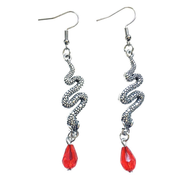 Earrings - Snake - Bead - Red Brown