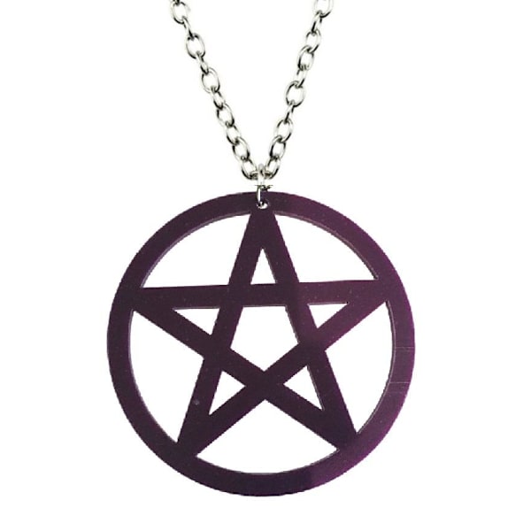 Necklace - Pentagram - Oversize - Acrylic - Purple Black