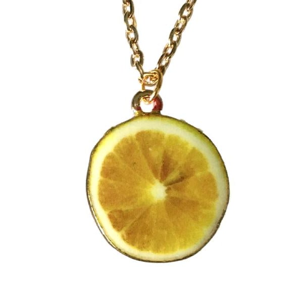 Necklace - Earrings - Set - Lemon - Enamel Yellow