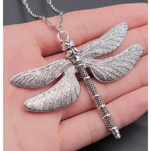 Halsband Trollslända XL Dragonfly Insekt Silver