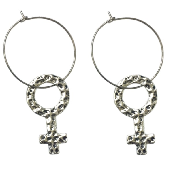 Earrings - Creoles - Female Symbol - Large - 3 cm Silver