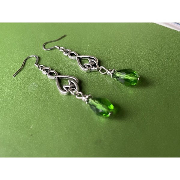 Earrings - Celtic Knot - Trinity - Drop Green