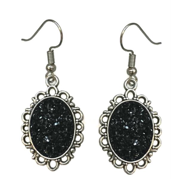 Earrings - Glitter - Druzy - Black Black