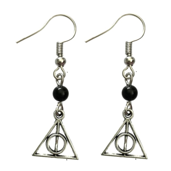 Earrings - Deathly Hallows - Onyx - Silver Black