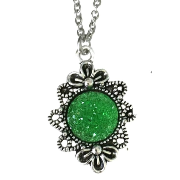 Necklace - Earrings - Set - Glitter - Green Green