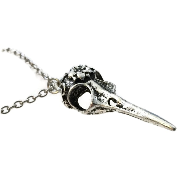 Halsband Kranium Fågel Silver Skull Raven Skelett 50/silver