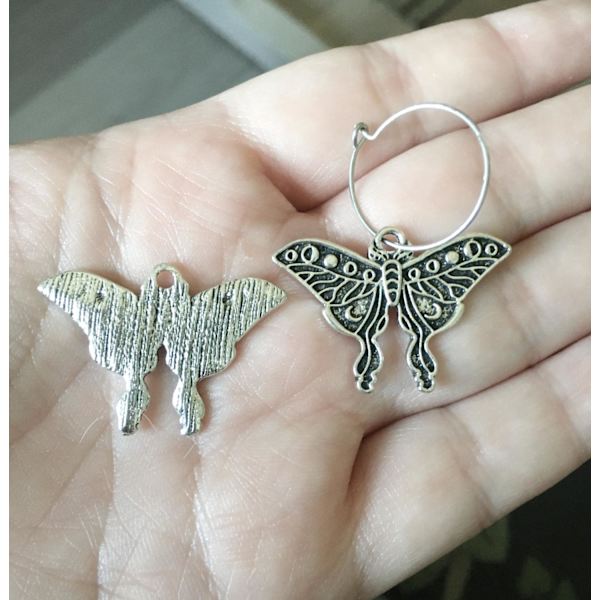 Örhängen Slända Moth Ametist Månfas Moon Wicca Rostfri krok Silver