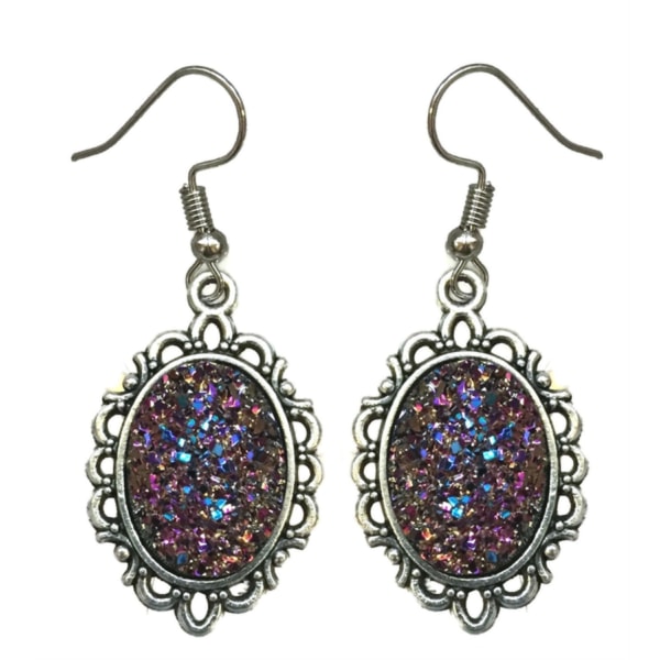 Earrings - Glitter - Druzy - Rainbow Multicolor