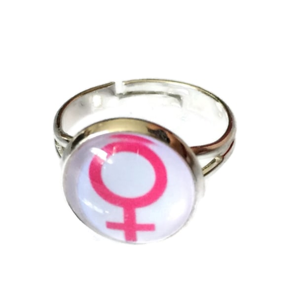 Ring - Kvinnesymbol - Venus - Rosa/Hvit Pink