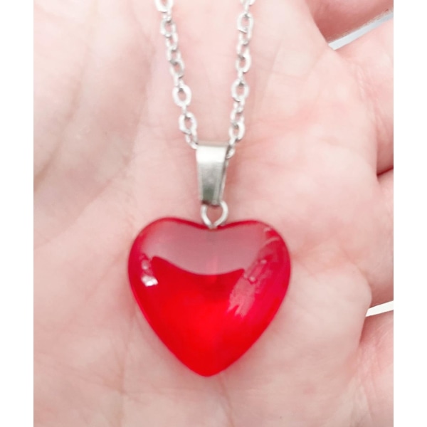 Halsband Hjärta Röd Rostfritt Stål Heart Kärlek Vänskap Partner multifärg