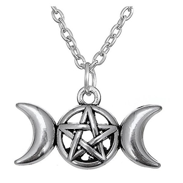 Halsband - Triple moon goddess Gudinna Pagan Wicca 46/triple/kedja