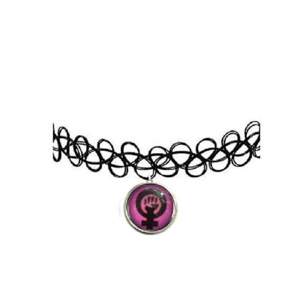 Choker Feminist Feminism Halsband Tattoo Lila Gul