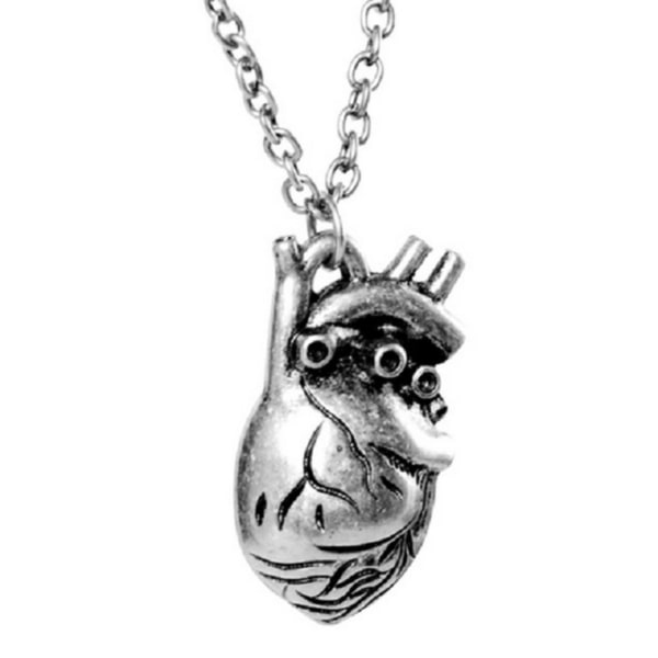 Halsband Anatomiskt Hjärta Silver Anatomi 3D Rostfri kedja Silver