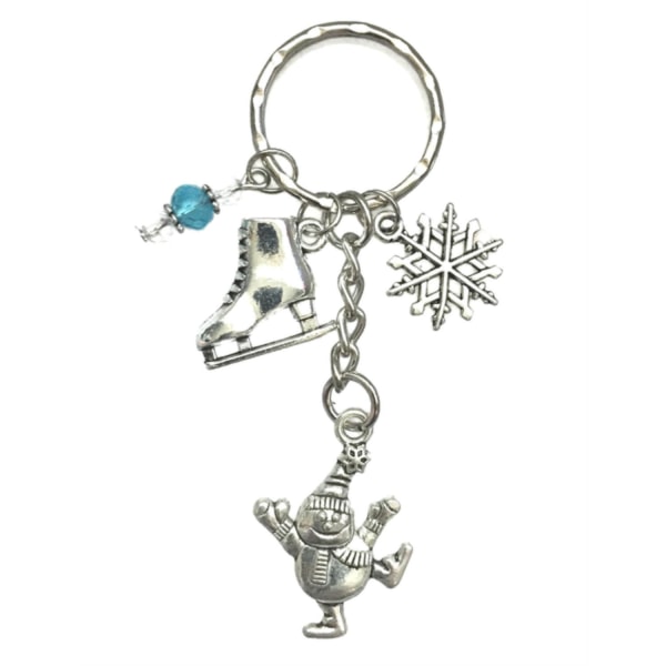 Keyring - Ice Skates - Snowman - Snowflake - Bead - Blue Blue