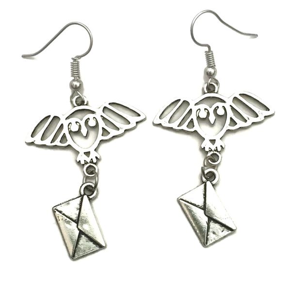 Halsband Örhängen Set Hedwig Harry Potter Uggla Brev Silver
