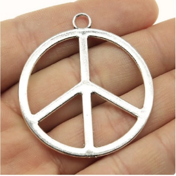 Halsband Peace Fredssymbol LÅNG KEDJA Symbol Silver