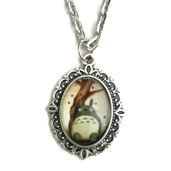Halsband TOTORO Anime Figur Miyazaki Silver Rostfri kedja