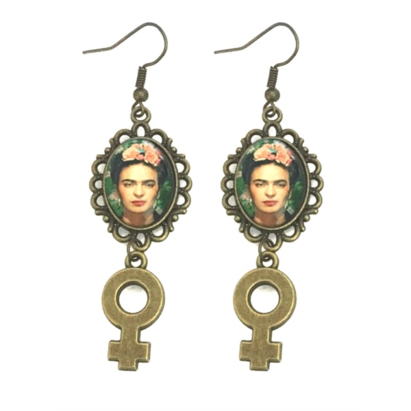 Øreringe - Frida Kahlo - Kvindesymbol - Bronze Multicolor