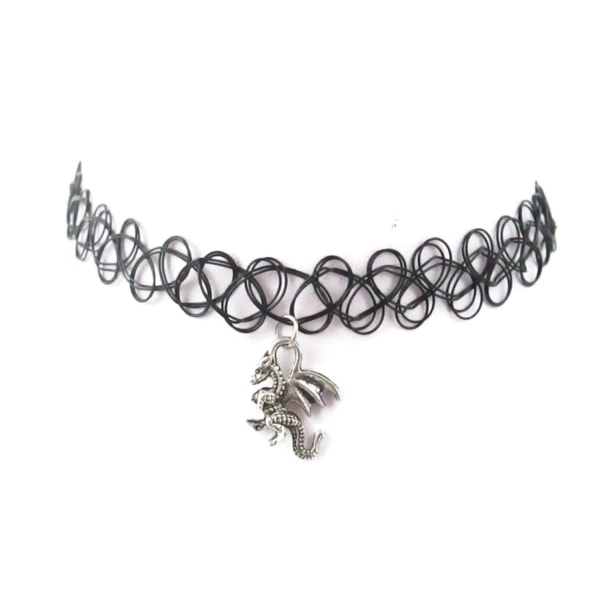 Choker - Dragon - Tattoo - Lace Silver