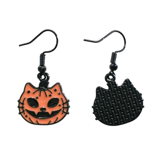 Earrings - Cat - Pumpkin - Black Yellow