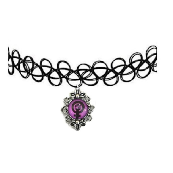 Choker Feminist Lila/Svart Kvinnosymbol Feminism Tattoo