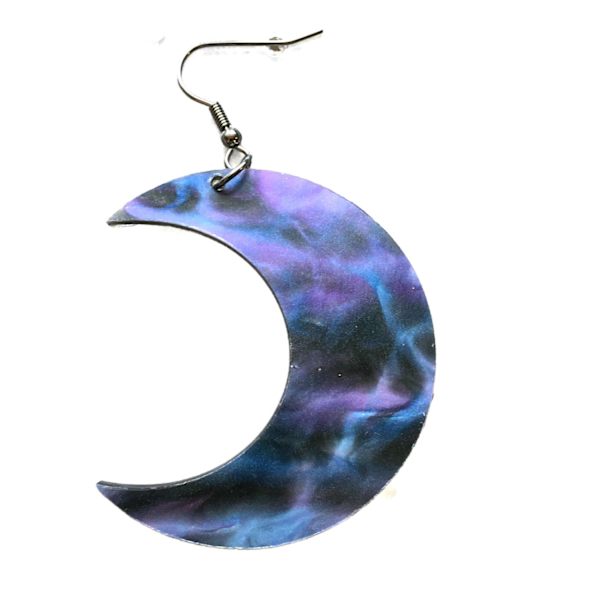 Örhängen Måne Crescent Moon Galax Lila Marmor Svart