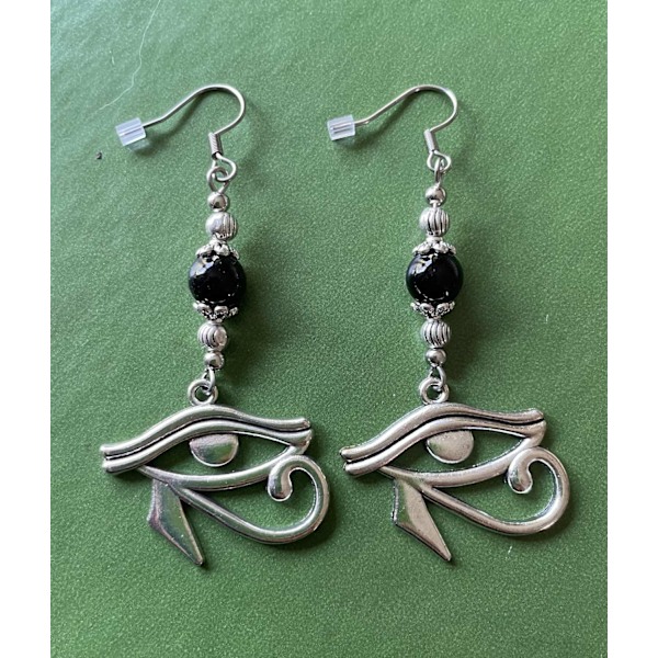 Örhängen Horus Öga Ra Udjat Egyptisk symbol Onyx Svart