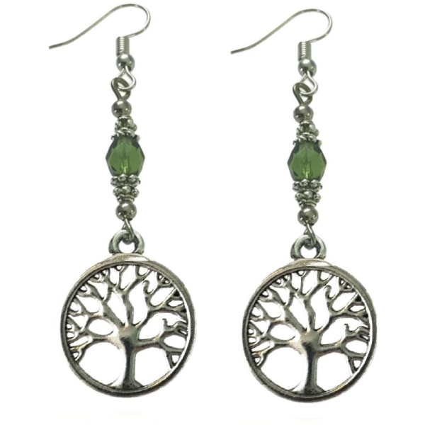 Earrings - Tree of Life - Bead - Green Green