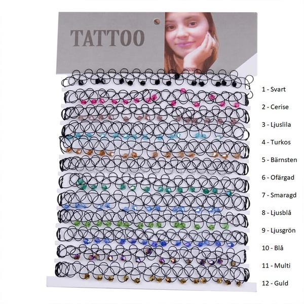 Choker Tattoo Halsband Pärla - Välj mellan 12 färger Brons/Guld