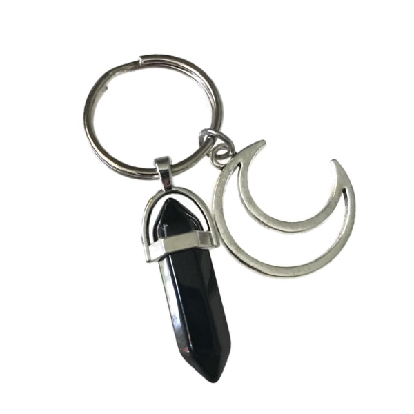 Keyring - Onyx - Crescent moon Black