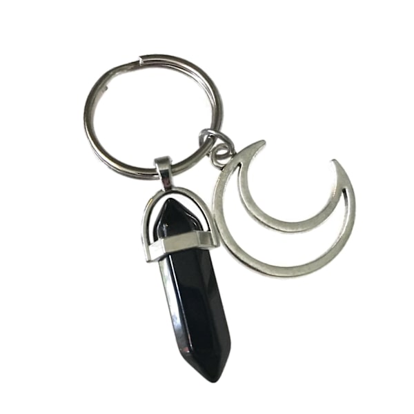 Nyckelring Onyx Måne Crescent Moon Wicca Pagan Symbol Svart