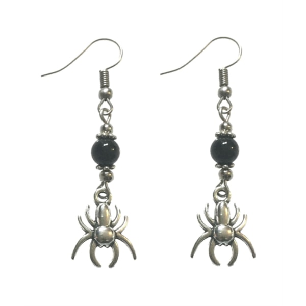 Örhängen Spindel Halloween Spider Web Onyx Rostfri Krok Svart