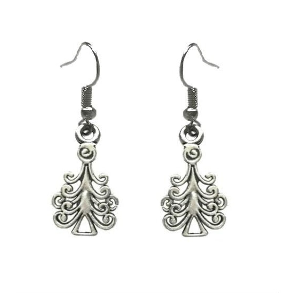 Earrings - Christmas Tree - Spruce Silver