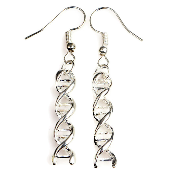 Örhängen DNA Spiral Helix Molekyl Biokemi Mini Rostfri Krok Silver