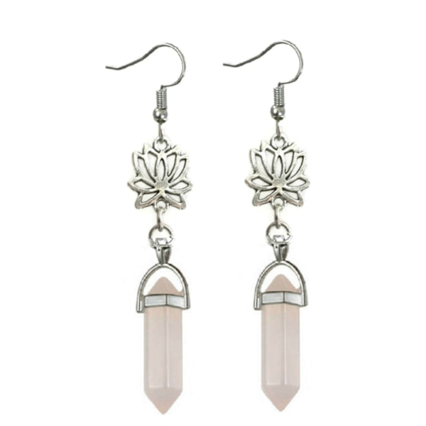 Örhängen Rosenkvarts Lotus Buddhism Rostfri Krok  Healing Rosa