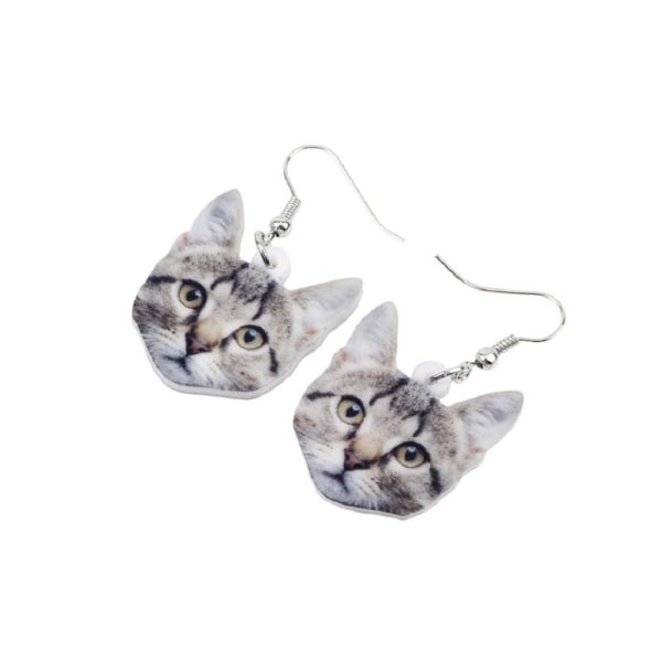 Earrings - Cat - Tabby - Acrylic Multicolor