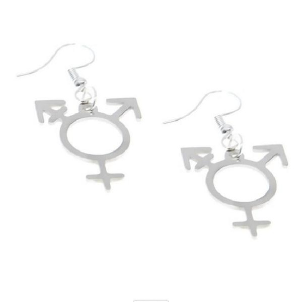 Earrings - Transgender Symbol - Stainless steel Silver