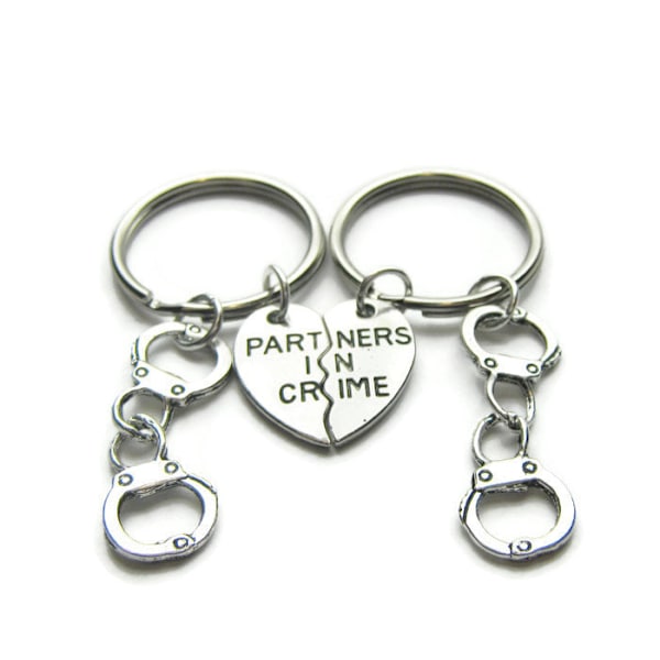 Nyckelring Partners in crime Kompis/Partner 2 stycken Handbojor Silver