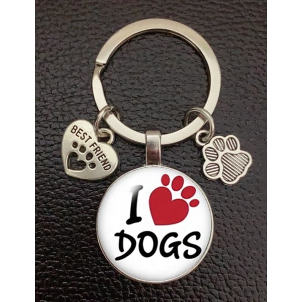 Nyckelring Hund Love Dogs Paw Tass Djurälskare Silver