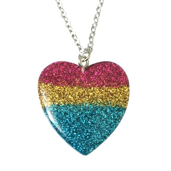 Halsband Hjärta Pan Regnbåge Pride Kärlek Heart Glitter multifärg