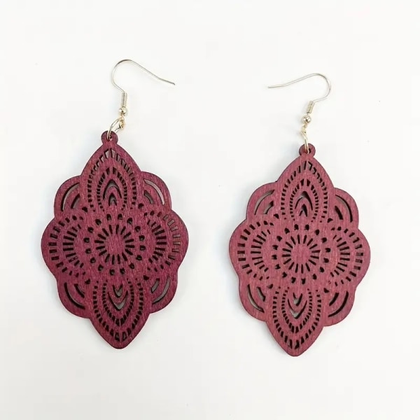 Earrings - Flowers - Mandala -Wood -Oversize Multicolor